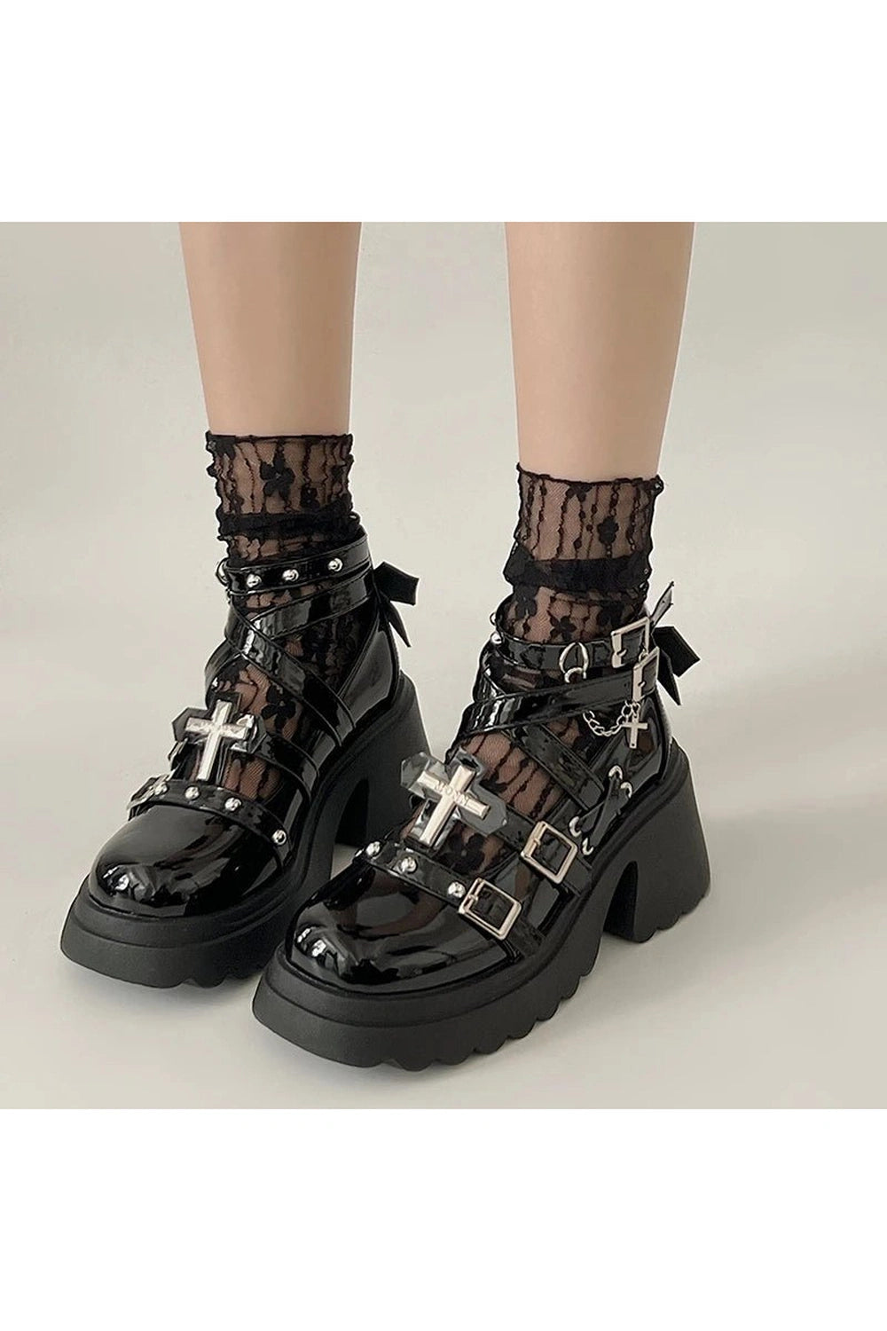 Dark Angel Chain Strap Shoes - Y2K Fashion Must-Have for 2000s Style