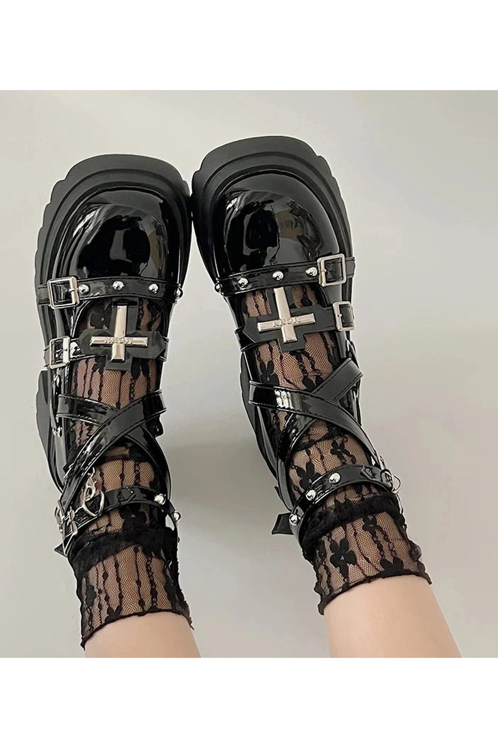 Dark Angel Chain Strap Shoes - Y2K Fashion Must-Have for 2000s Style