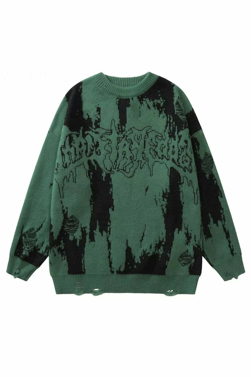 Distorted Chaos Y2K Knit Sweater - Trendy 2000s Fashion Essential