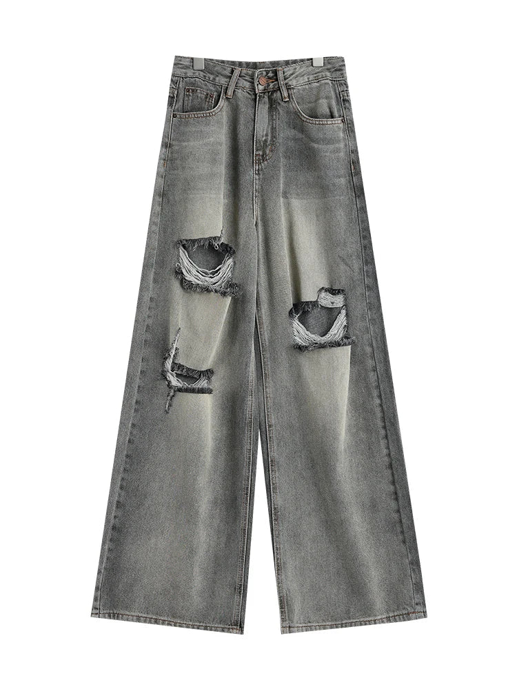 Distressed Oversized Baggy Jeans - Y2K Fashion Essential for 2000s Style