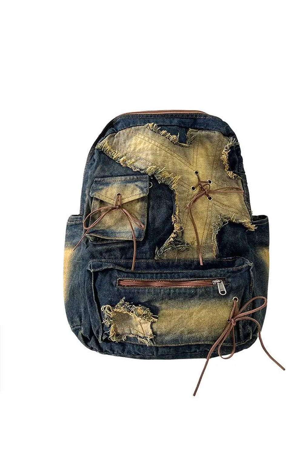 Distressed Vintage Denim Backpack - Y2K Fashion Essential for 2000s Style