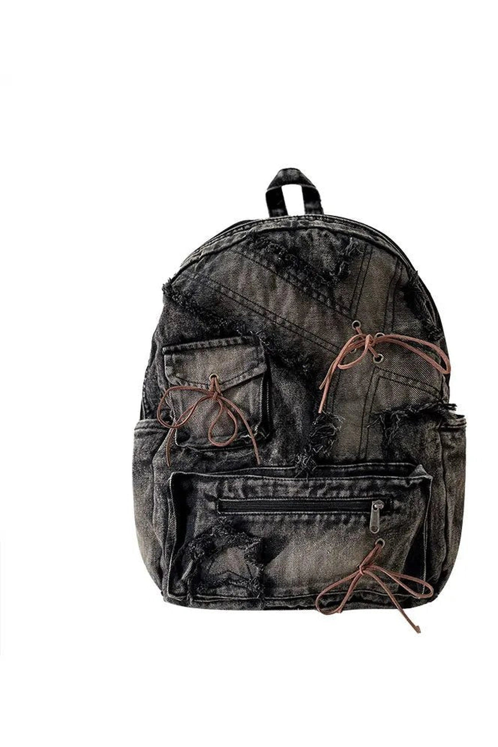 Distressed Vintage Denim Backpack - Y2K Fashion Essential for 2000s Style