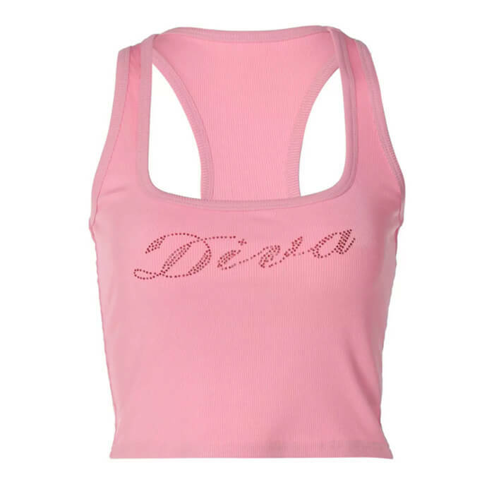 Diva Rhinestone Halter Top - Y2K Fashion Statement for 2000s Style