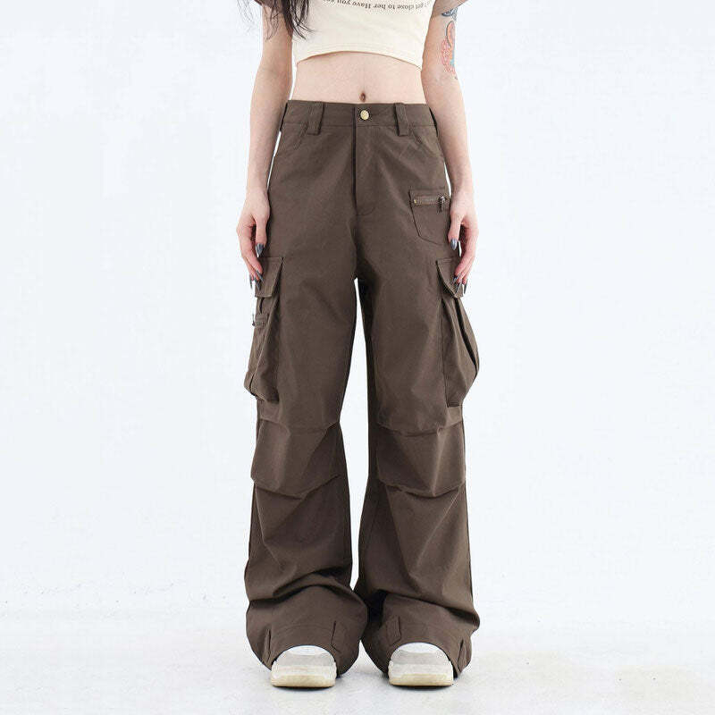 Downtown Girl Y2K Brown Cargo Pants - Trendy 2000s Style Outfit