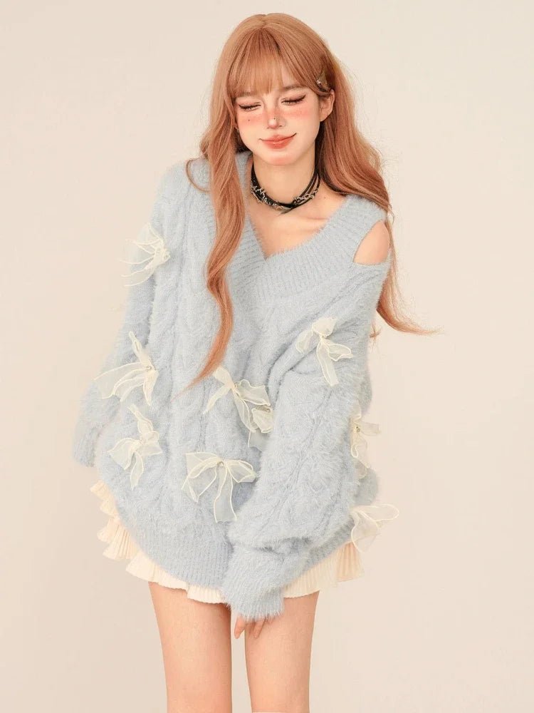 Dreamy Bow-Tied Sweater: Embrace Y2K Fashion with 2000s Style