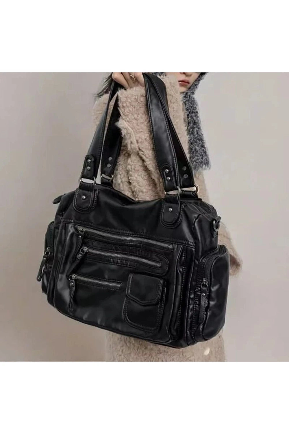 Edgy Multi-Pocket Handbag for Y2K Fashion Lovers and 2000s Style Enthusiasts