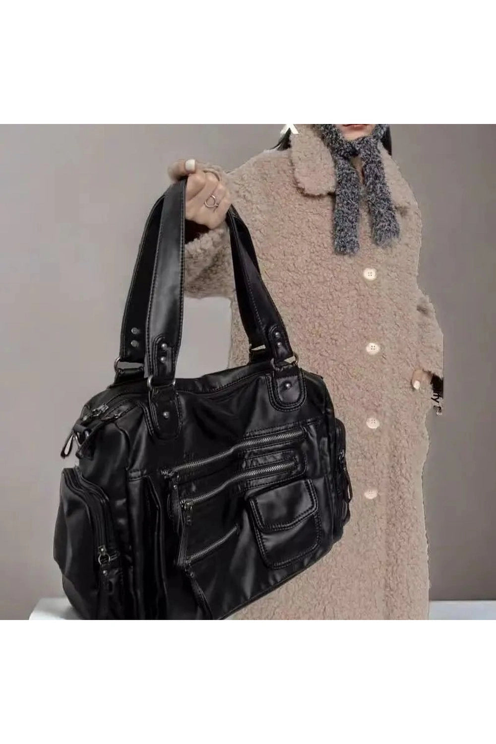 Edgy Multi-Pocket Handbag for Y2K Fashion Lovers and 2000s Style Enthusiasts