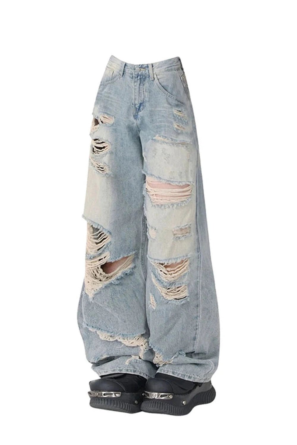 Extreme Distressed Baggy Jeans - Y2K Fashion Essential for 2000s Style