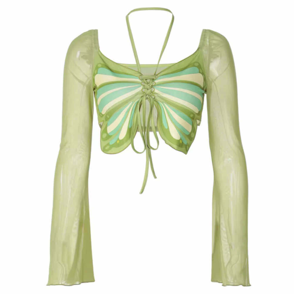 Fairy Butterfly Halter Crop Top - Y2K Aesthetic 2000s Fashion Trend