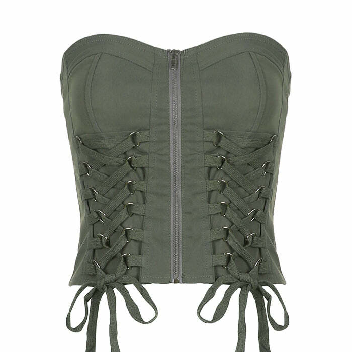 Fairy Grunge Lace Up Corset - Y2K Fashion Essential for Unique Style