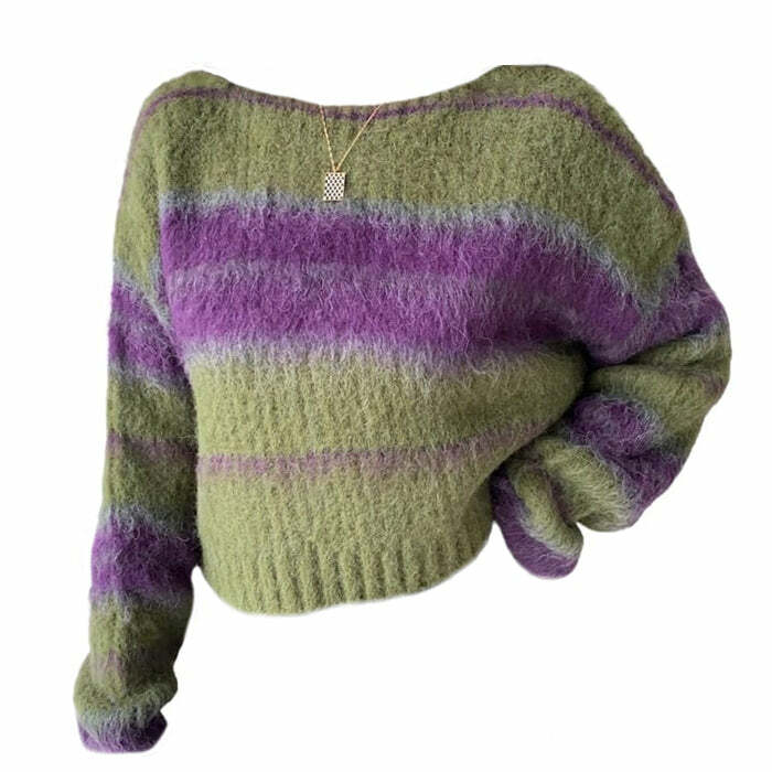 Fairy Grunge Striped Sweater - Y2K Fashion Essential for 2000s Style