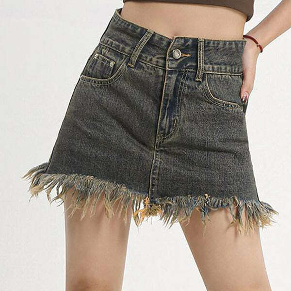 Fairy Grunge Y2K Denim Skirt - Embrace 2000s Fashion Aesthetic