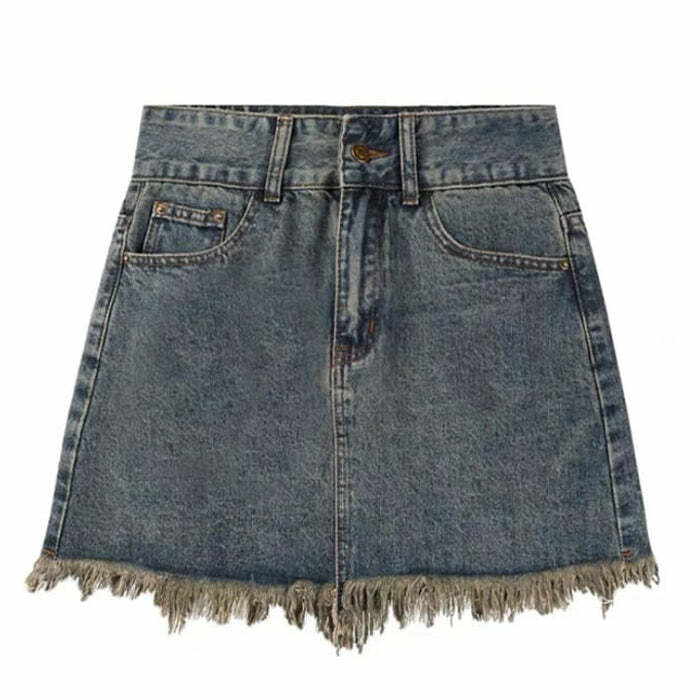 Fairy Grunge Y2K Denim Skirt - Embrace 2000s Fashion Aesthetic