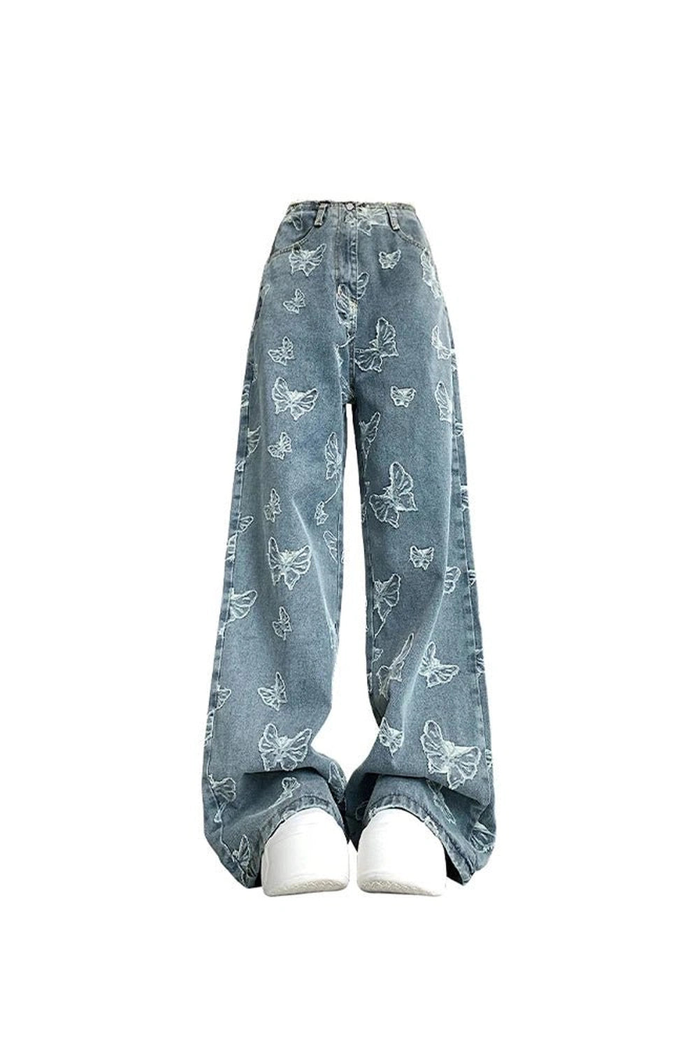 Fall Butterfly Dream Wide-Leg Jeans - Y2K Fashion Inspired Style