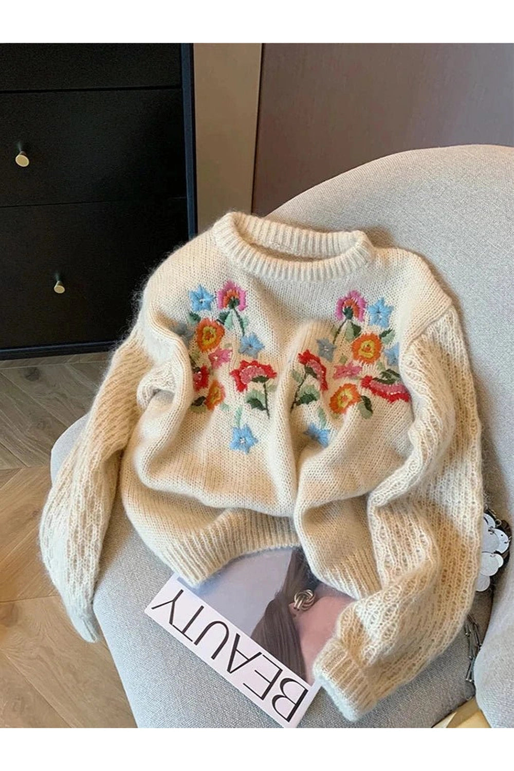 Fall Meadow Bloom Knit Sweater - Y2K Fashion Essential for 2000s Style