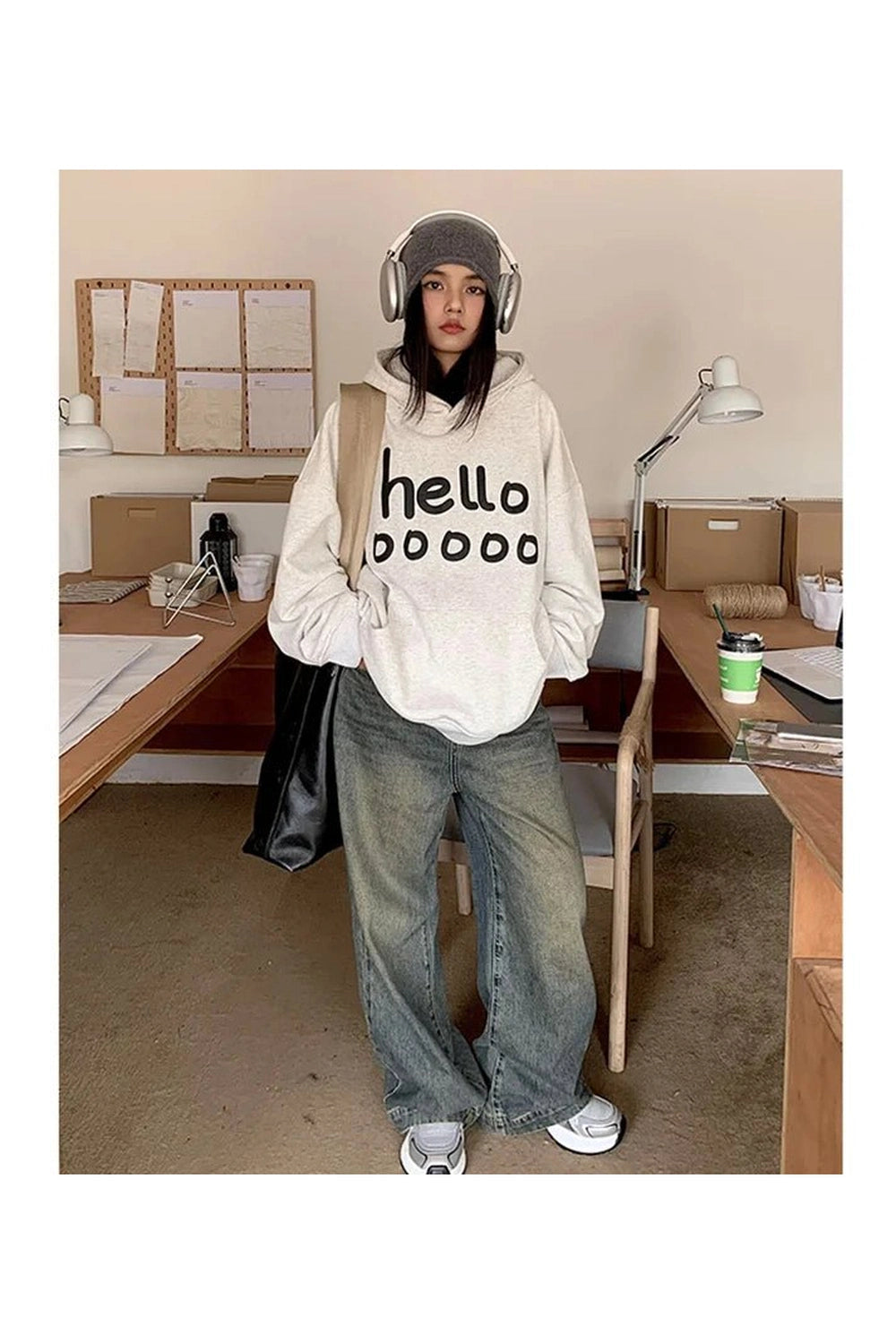 Fall Playful Hello Oversized Hoodie - Y2K Fashion Essential