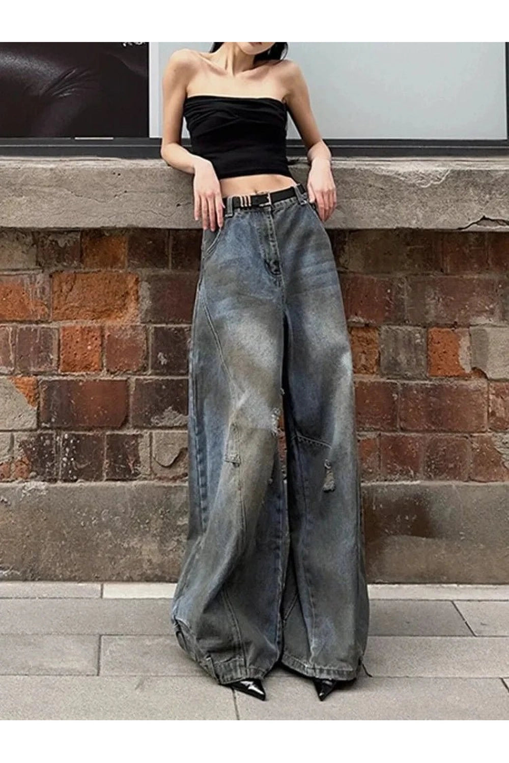 Fall Urban Edge Y2K Wide-Leg Jeans - Embrace 2000s Fashion Trends