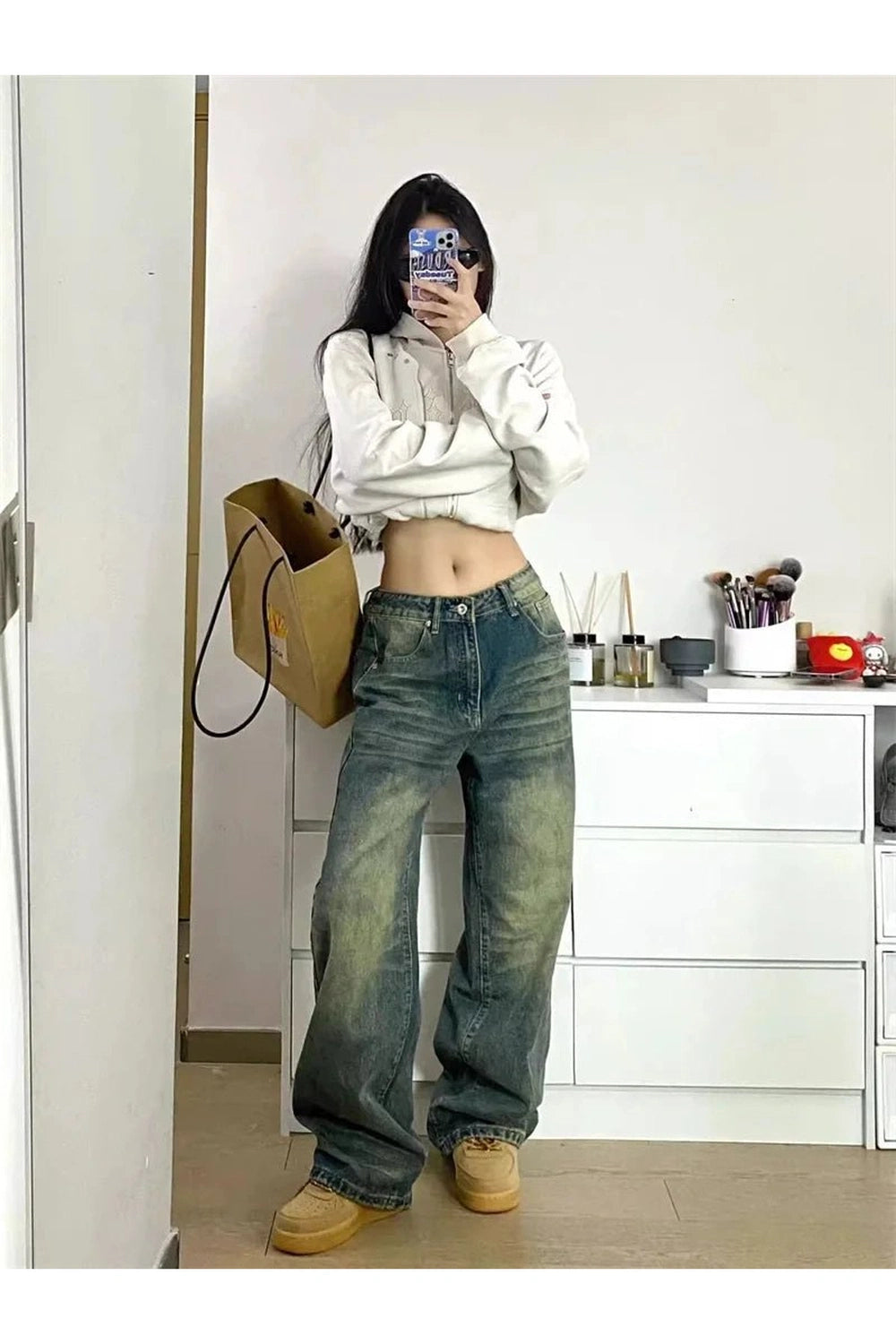 Fall Washed Low-Rise Baggy Jeans - Y2K Fashion Essential for 2000s Style