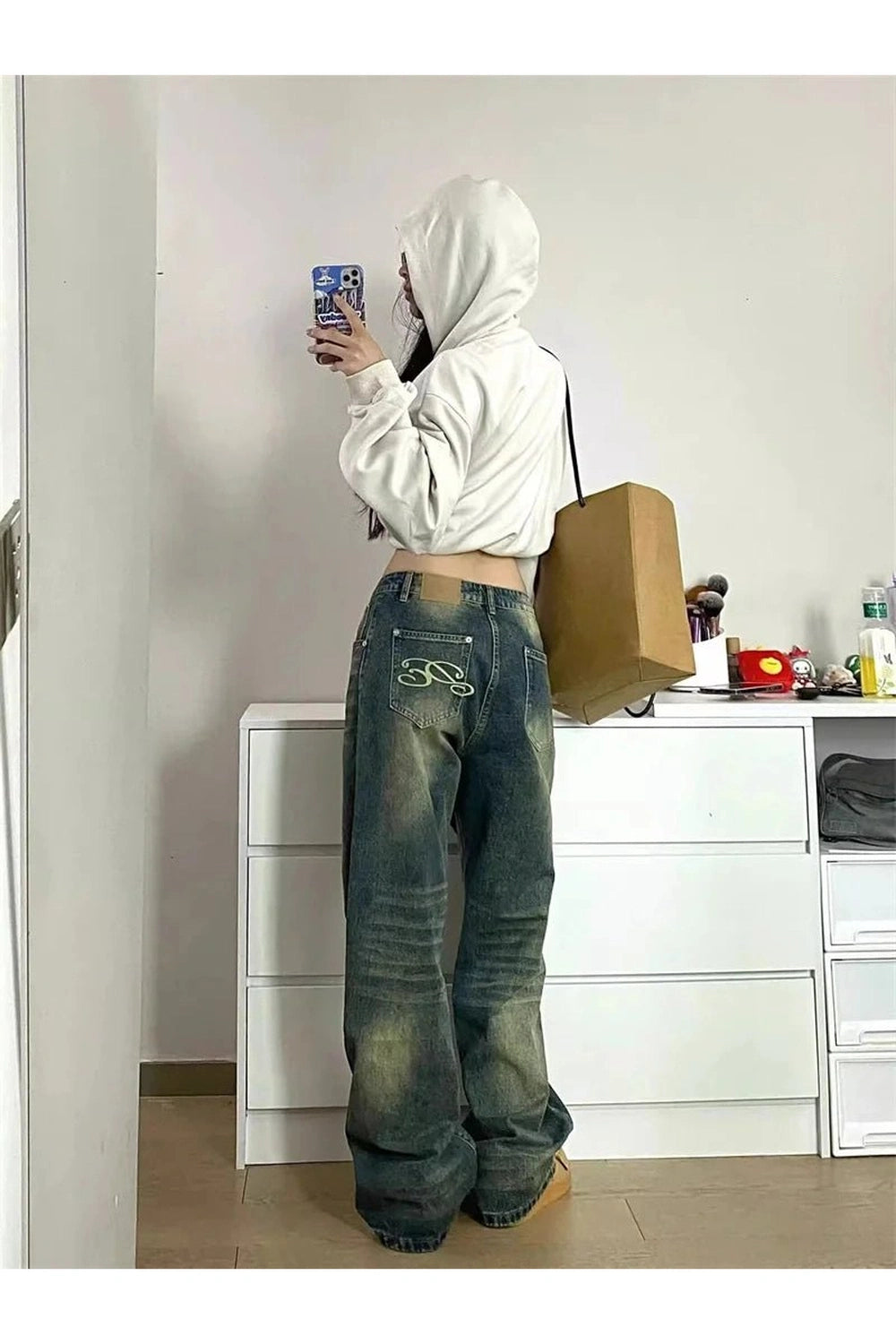 Fall Washed Low-Rise Baggy Jeans - Y2K Fashion Essential for 2000s Style