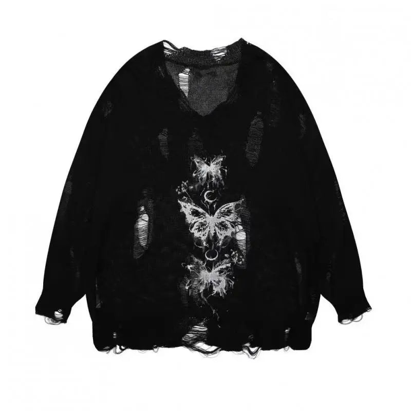 Fallen Butterfly Sweater - Y2K Aesthetic Top for Trendy 2000s Style