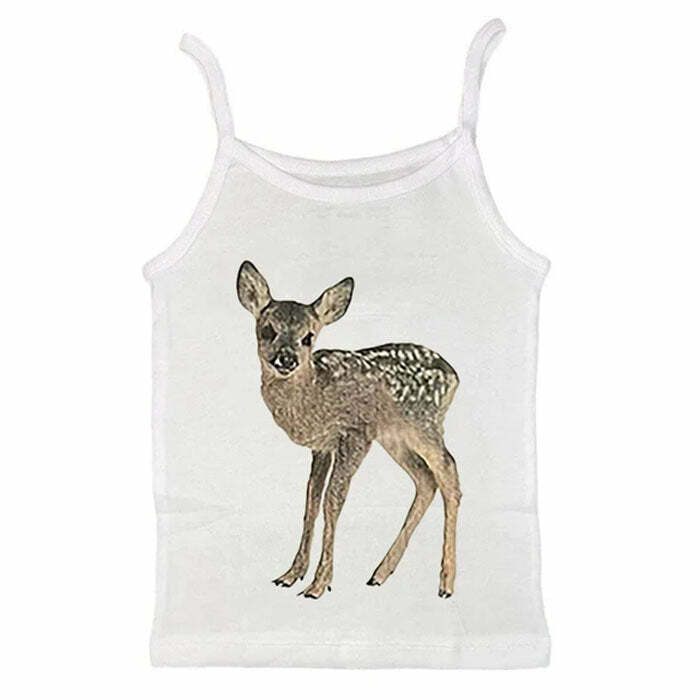 Fawn Print Y2K Aesthetic Tank Top - Trendy 2000s Style Clothing