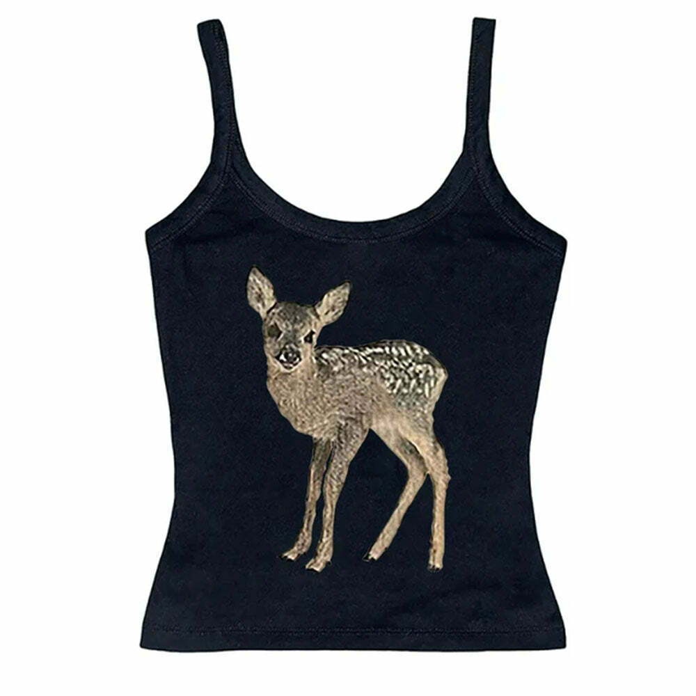 Fawn Print Y2K Aesthetic Tank Top - Trendy 2000s Style Clothing