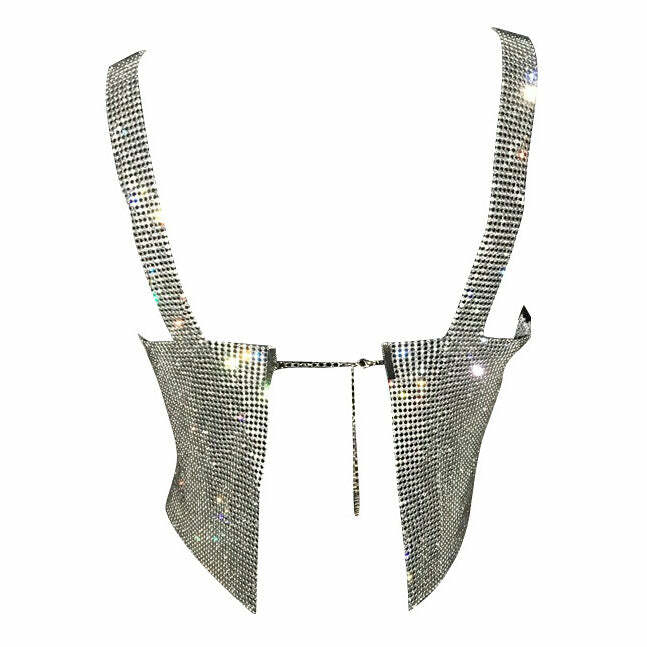 Feelin' So Icy Rhinestone Top - Y2K Fashion Statement Piece