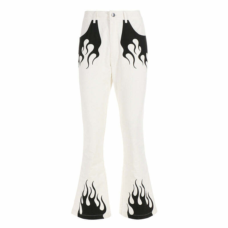 Flamin' Flared Trousers: Y2K Fashion Must-Have for Iconic 2000s Style