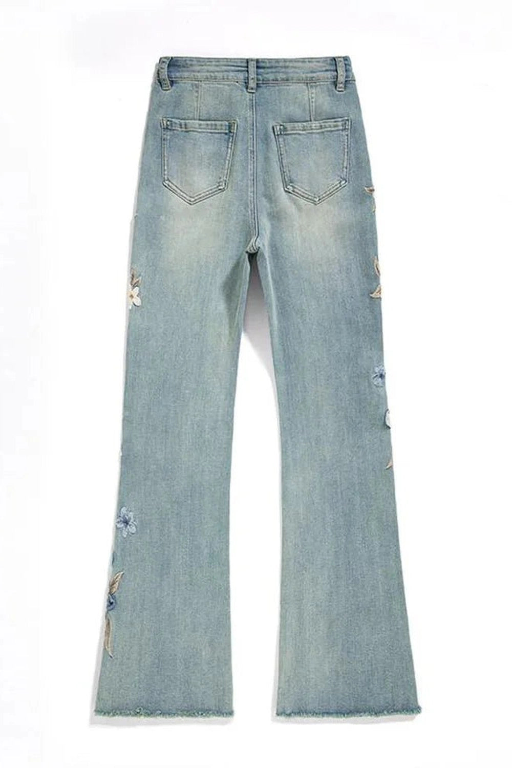 Floral Meadow Embroidered Y2K Jeans - Trendy 2000s Style Pants