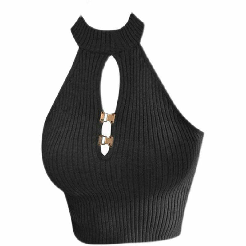 Florence Ribbed Halter Top - Trendy Y2K Fashion Essential for Stylish Outfits