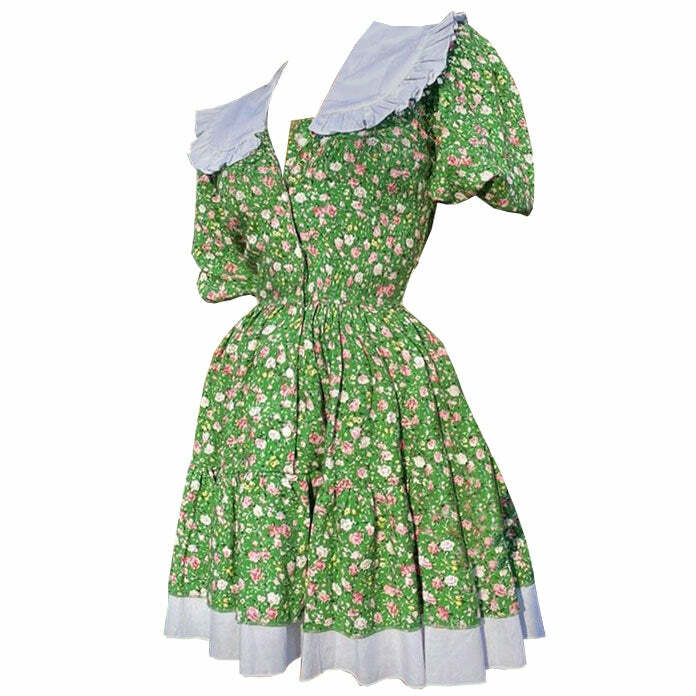 Forbidden Garden Y2K Aesthetic Collar Dress - 2000s Fashion Trend