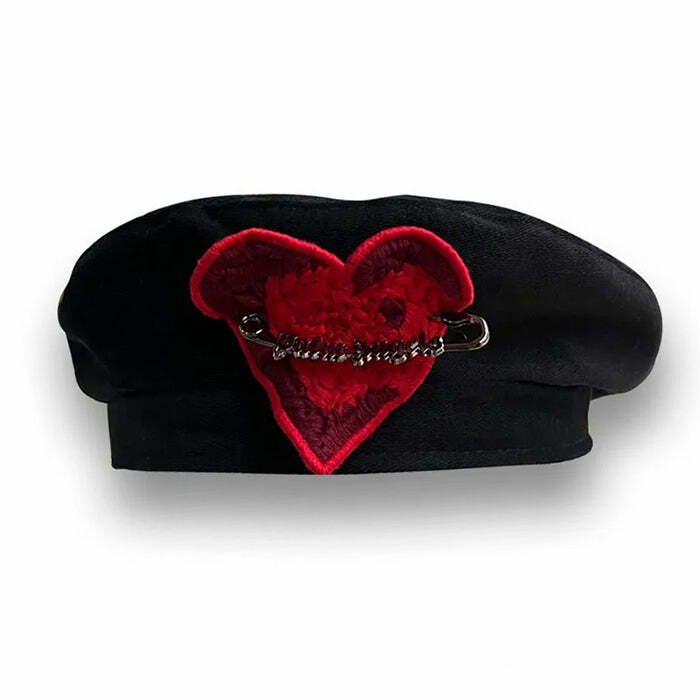 French Kiss Heart Beret - Trendy Y2K Fashion Accessory for Stylish Looks