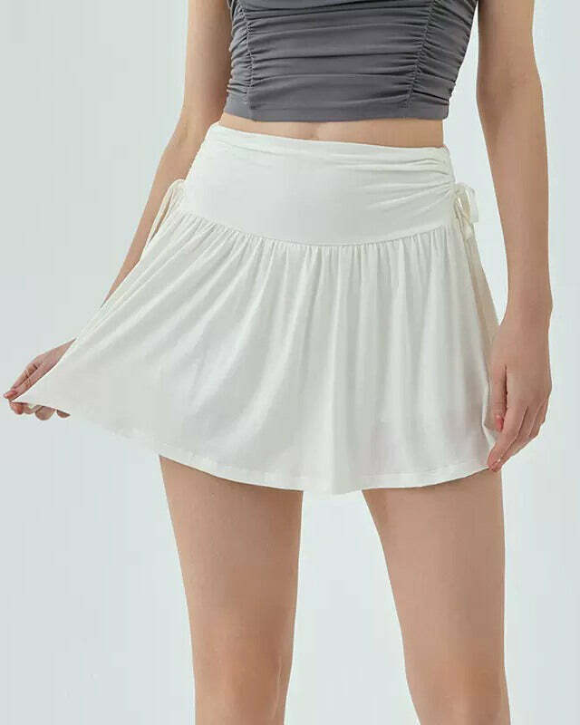 French Sun Tennis Skirt in White - Y2K Fashion Essential for Stylish Outfits