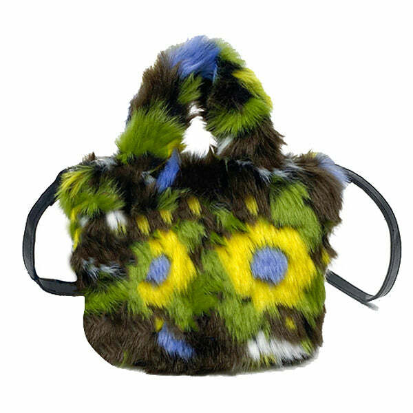 Fuzzy Flower Mini Bag - Trendy Y2K Fashion Accessory for Stylish Outfits