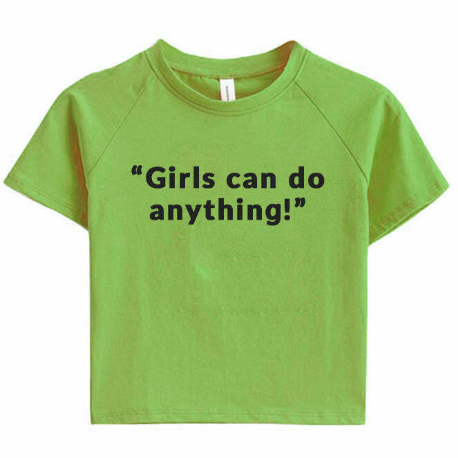 Girls Can Do Anything Y2K Crop Tee - Trendy 2000s Style Top