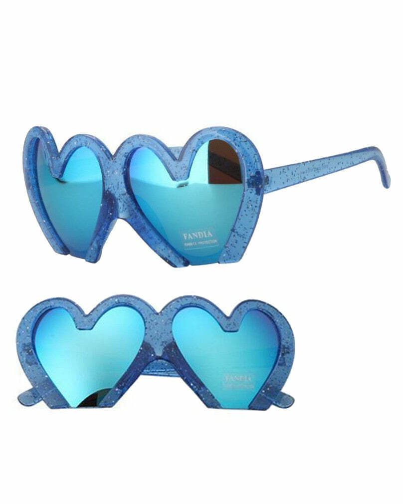 Glitter Heart Shaped Glasses - Y2K Fashion Accessory for Trendy Looks