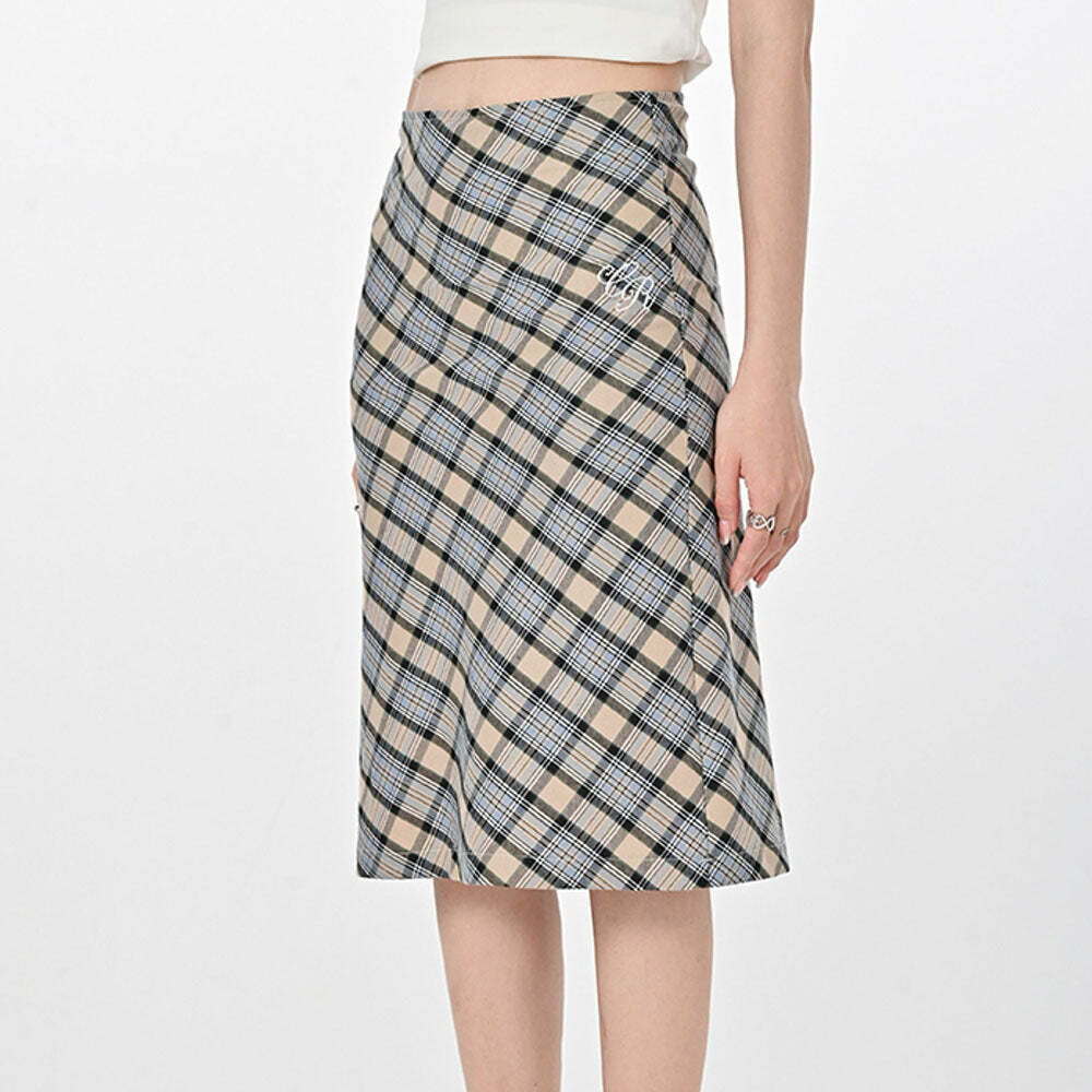 Gossip Goes Around Y2K Plaid Midi Skirt - Trendy 2000s Style Fashion