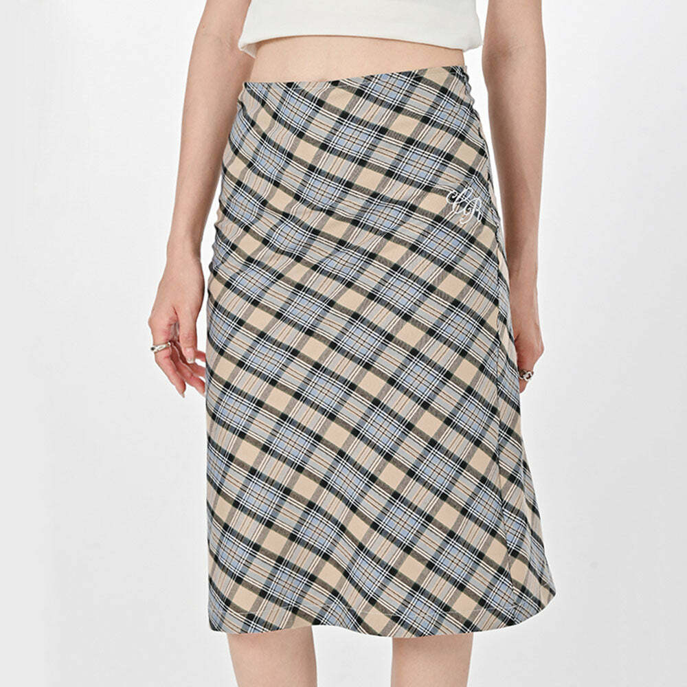 Gossip Goes Around Y2K Plaid Midi Skirt - Trendy 2000s Style Fashion