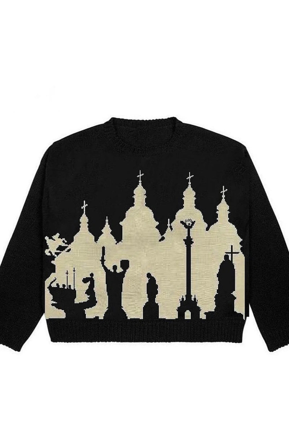 Gothic Cathedral Knit Sweater - Y2K Fashion Inspired 2000s Style Top