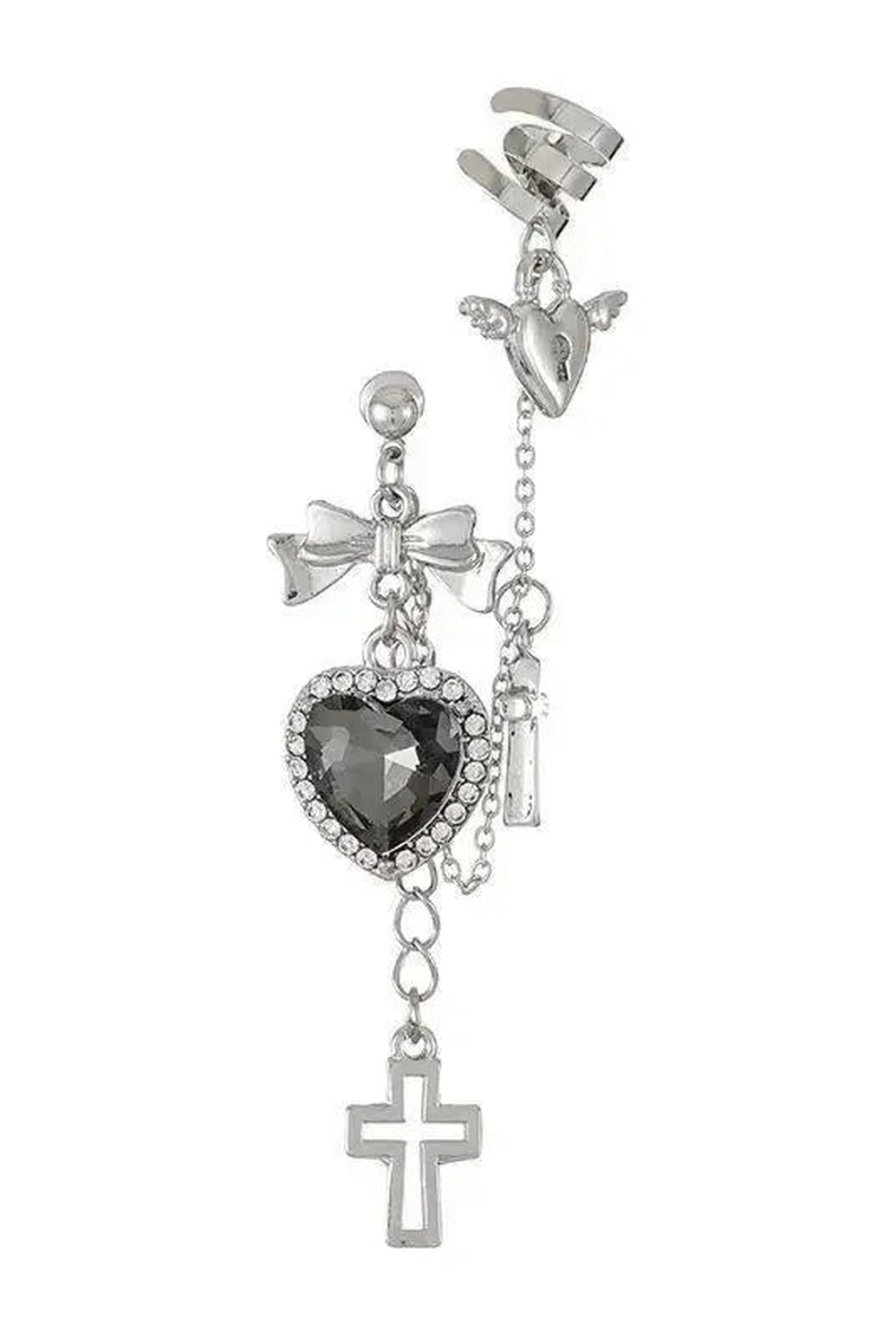 Gothic Heart Chain Drop Earrings - Y2K Fashion Statement Accessory