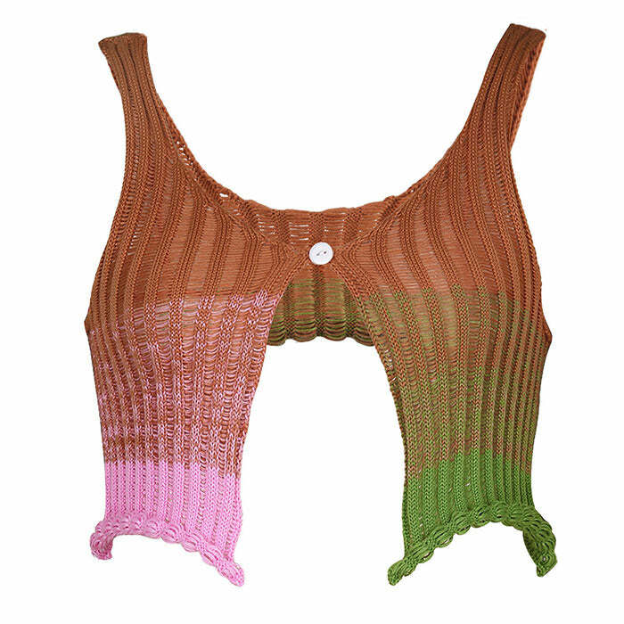 Gradient Crochet Top - Y2K Fashion Essential for Trendy Outfits