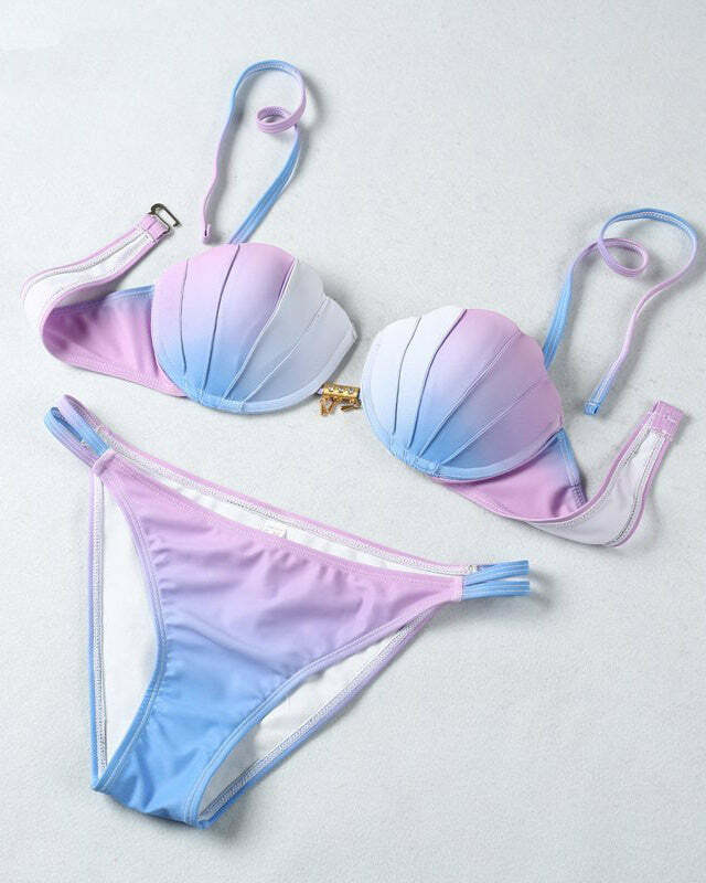 Gradient Mermaid Bikini - Y2K Fashion Inspired Swimwear for Trendy Looks