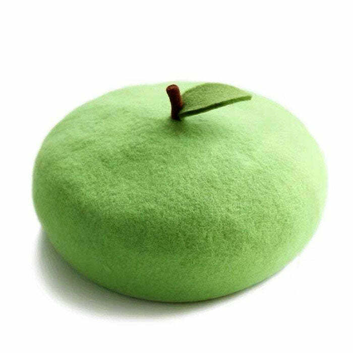 Green Apple Beret - Trendy Y2K Fashion Accessory for Stylish Outfits