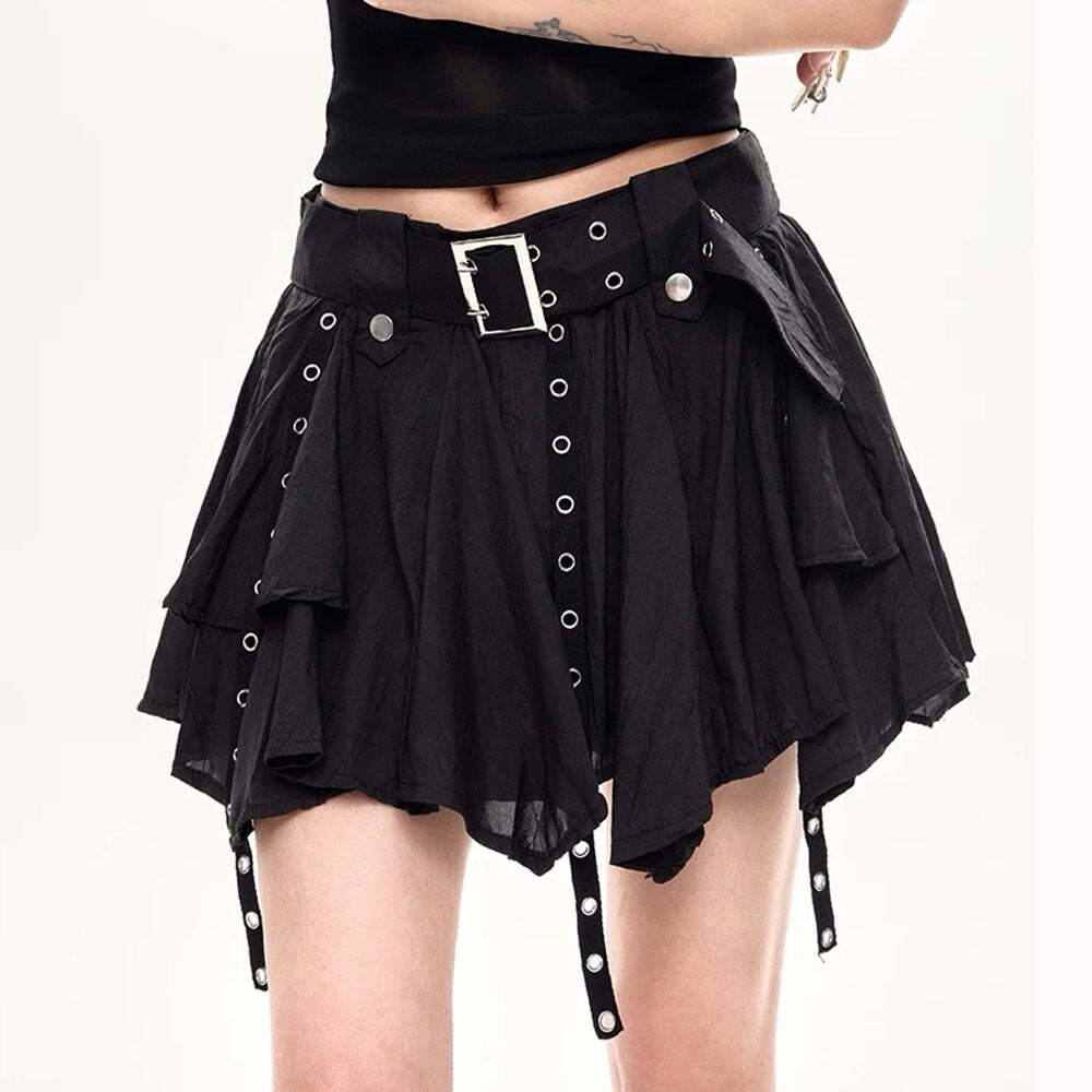 Grunge Sleaze Layered Mini Skirt - Y2K Fashion Essential for 2000s Style