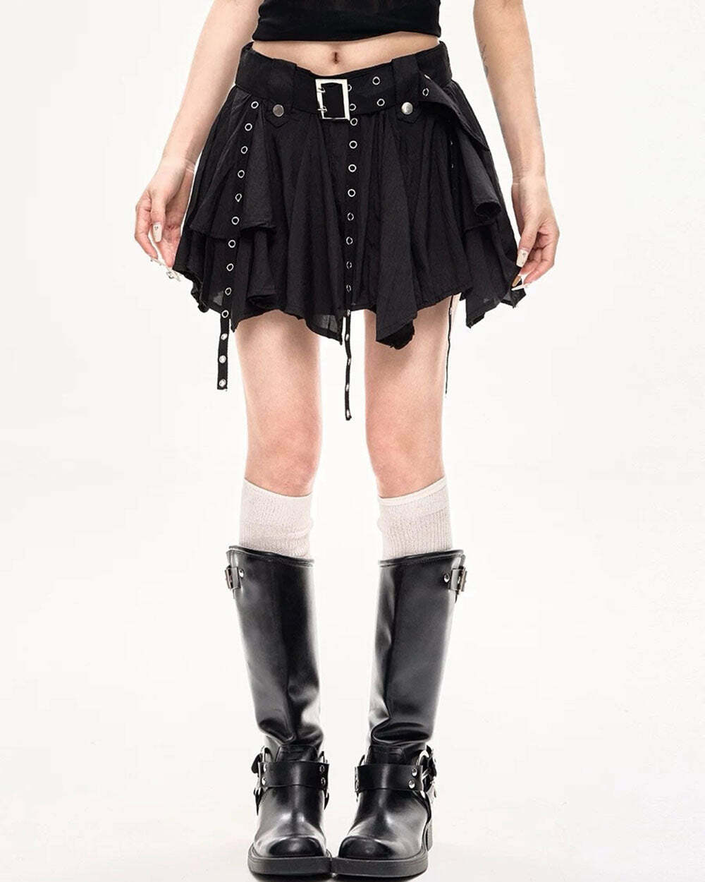 Grunge Sleaze Layered Mini Skirt - Y2K Fashion Essential for 2000s Style