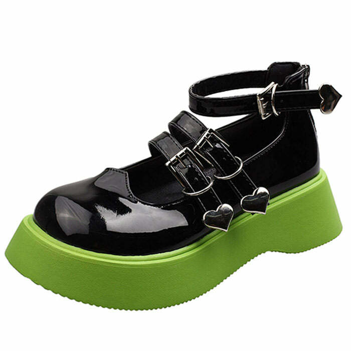 Heart Buckle Chunky Sandals - Y2K Fashion Statement for Trendy Looks