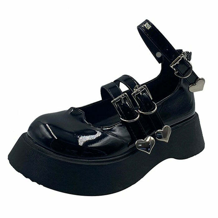 Heart Buckle Chunky Sandals - Y2K Fashion Statement for Trendy Looks