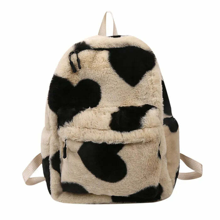 Heart Crush Fuzzy Backpack - Y2K Fashion Essential for Trendy Outfits