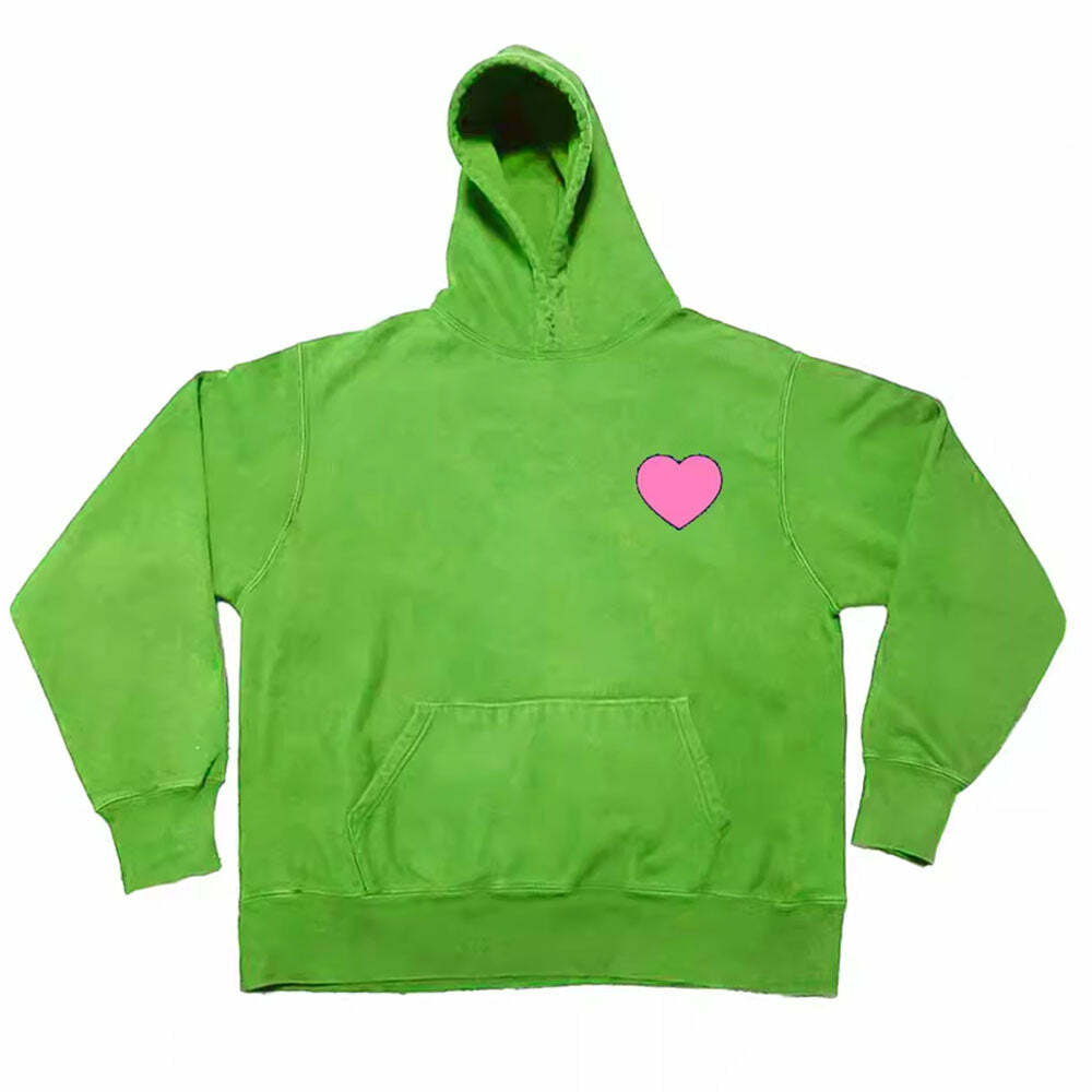 Heart Print Hoodie - Embrace Y2K Fashion with 2000s Style Vibes