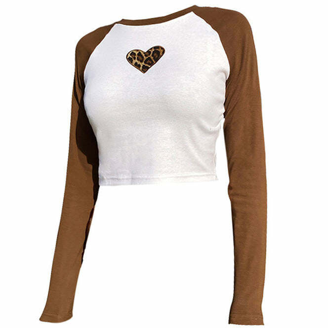 Heart Raglan Tee - Y2K Fashion Essential for Trendy 2000s Style